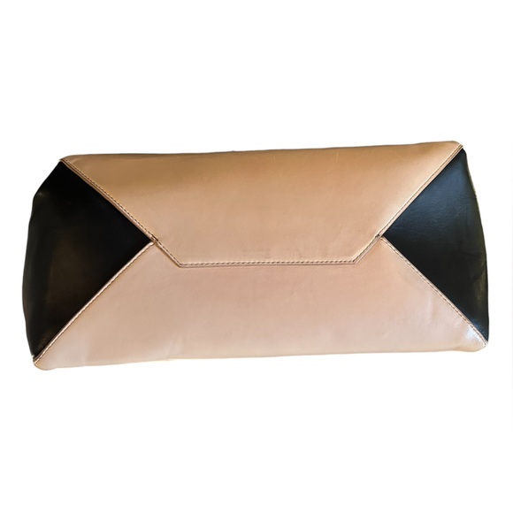 NWT J. Crew Cream & Black Genuine Leather Tote Satchel w/ Accessory Pouch - Picture 7 of 17